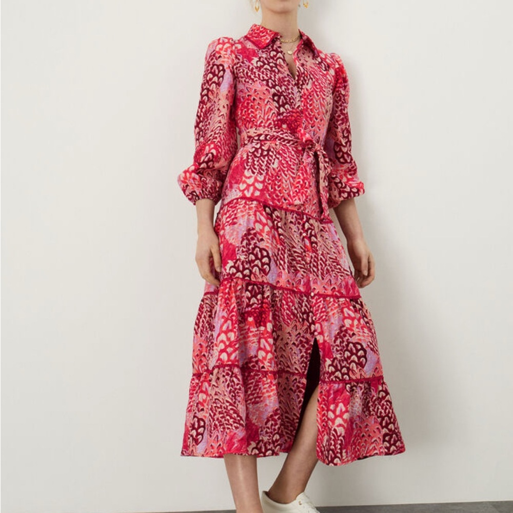 NEW Monsoon Freya Tiered Midi Shirt Dress US SIZE 6